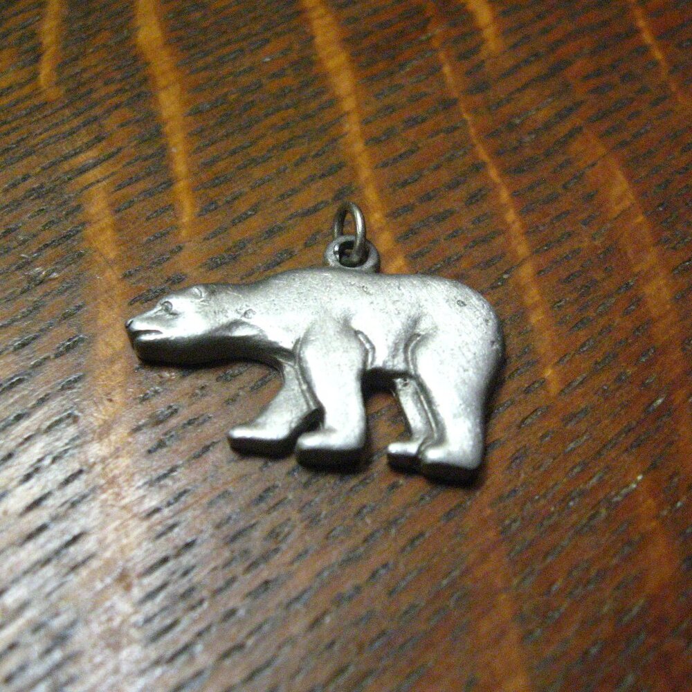 Polar Bear Arctic Animal Vintage Pewter Charm Medal
